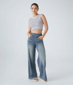 Aurella Flex™ Baggy Jeans aus gewaschenem Stretch-Denim mit hohem Bund und weitem Bein