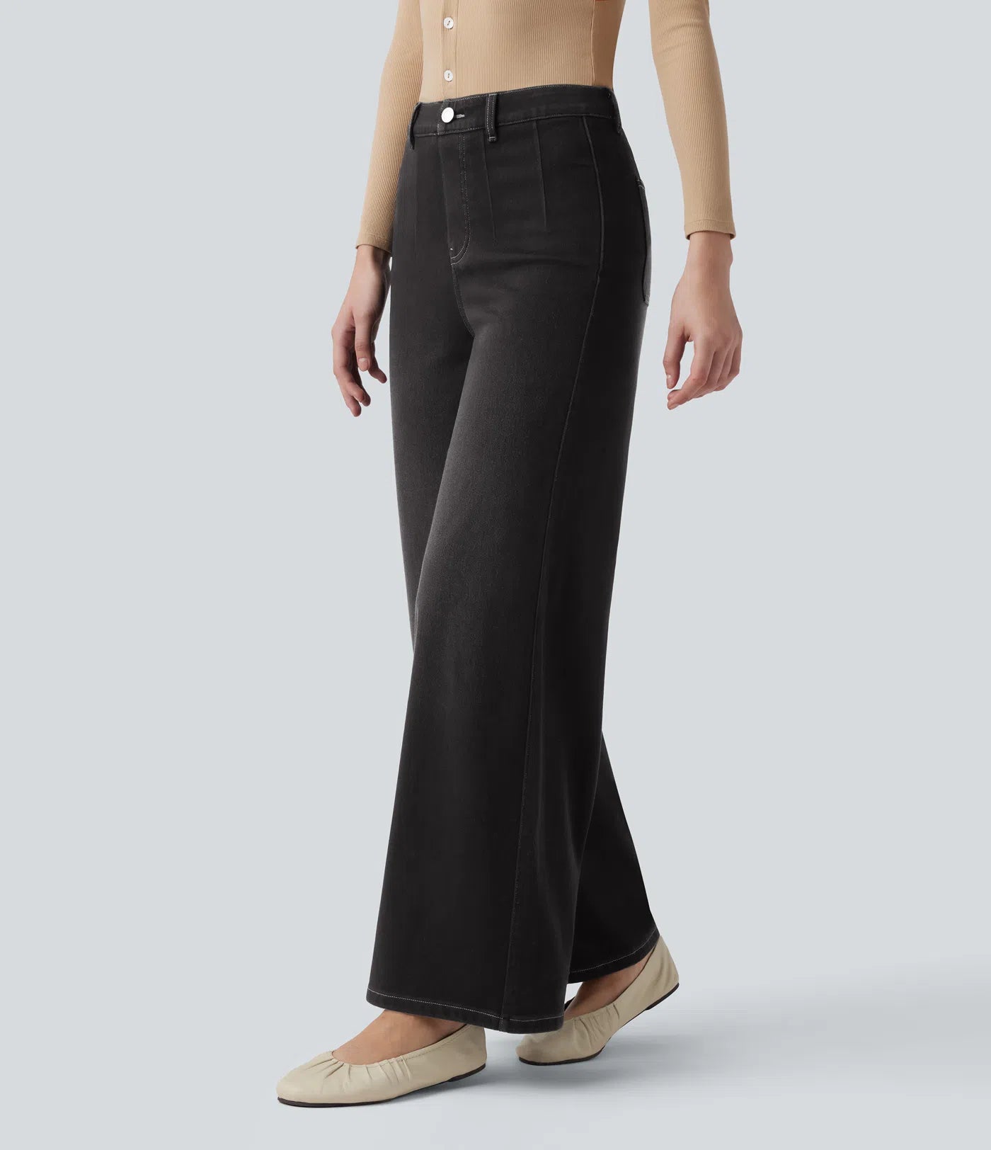 Aurella Flex™ Komfort-Jeans mit mittlerer Taille, Bauchkontrolle und Wide Leg