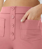 Aurella Flex™ Lässige Stoffhose mit hohem Bund und mehreren Taschen und geradem Bein