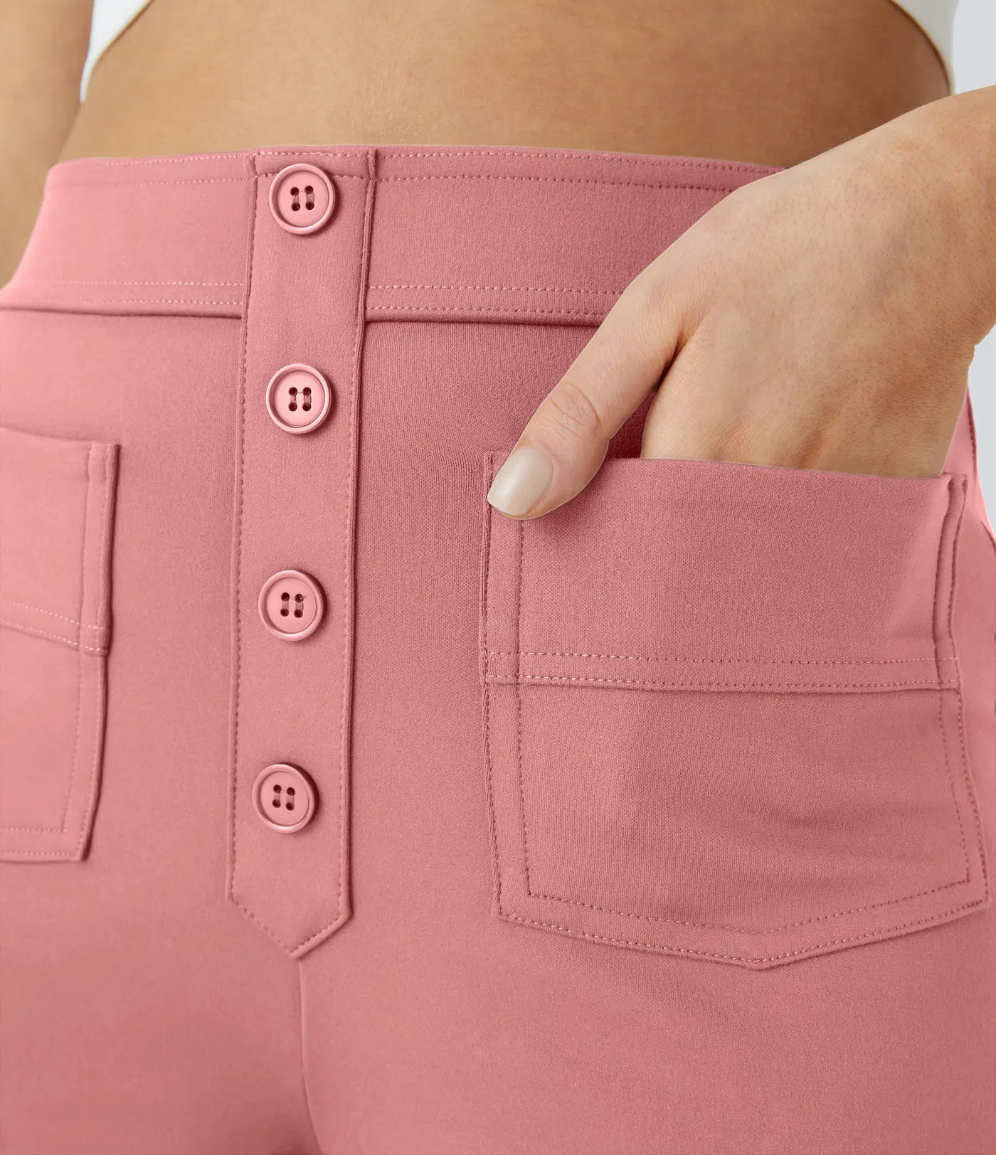 Aurella Flex™ Lässige Stoffhose mit hohem Bund und mehreren Taschen und geradem Bein