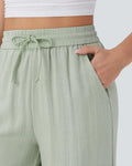 Aurella Flex™ Lässige Stoffhose mit Leinenoptik, hohem Bund und weitem Bein