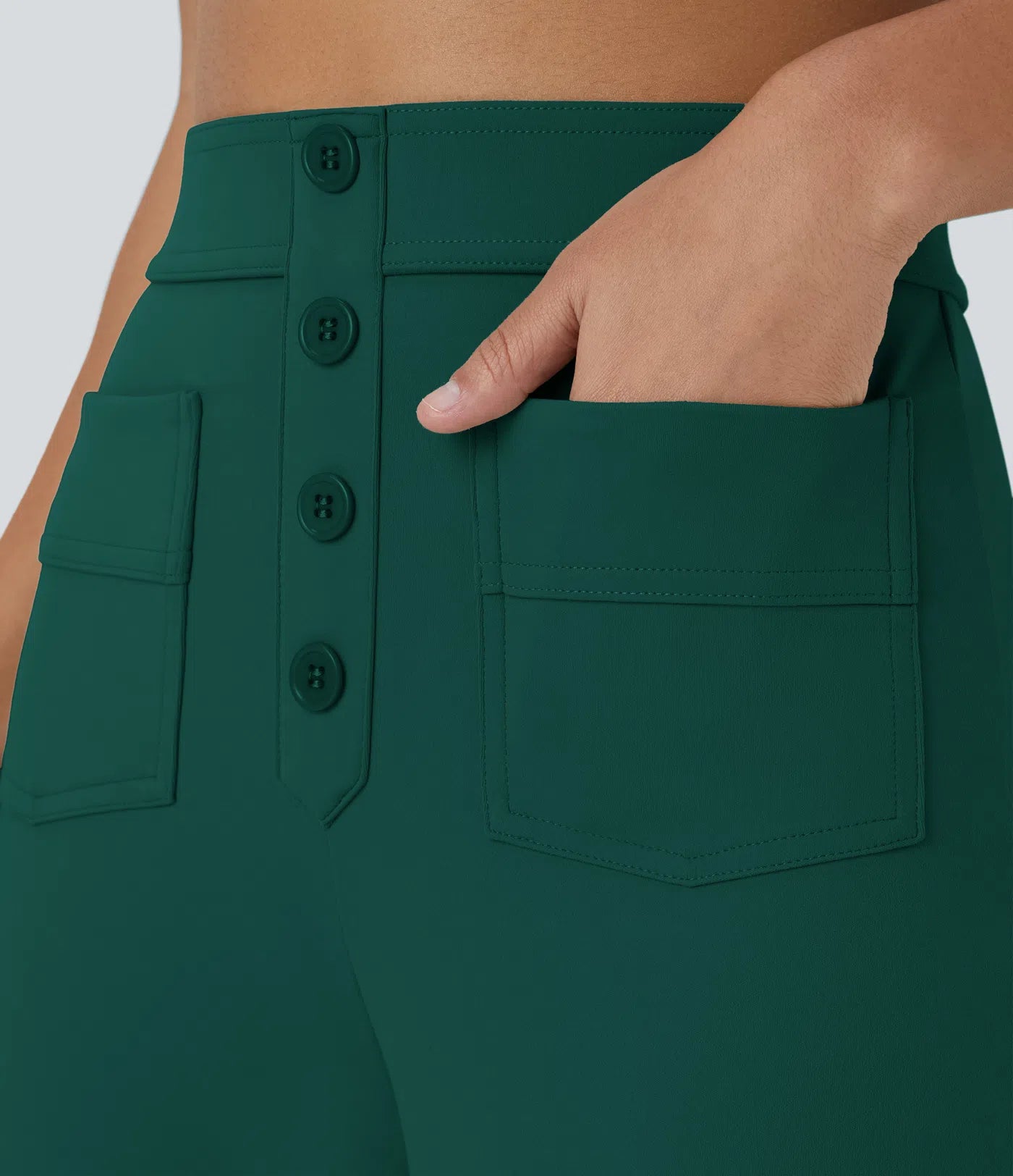 Aurella Flex™ Lässige Stoffhose mit hohem Bund und mehreren Taschen und geradem Bein