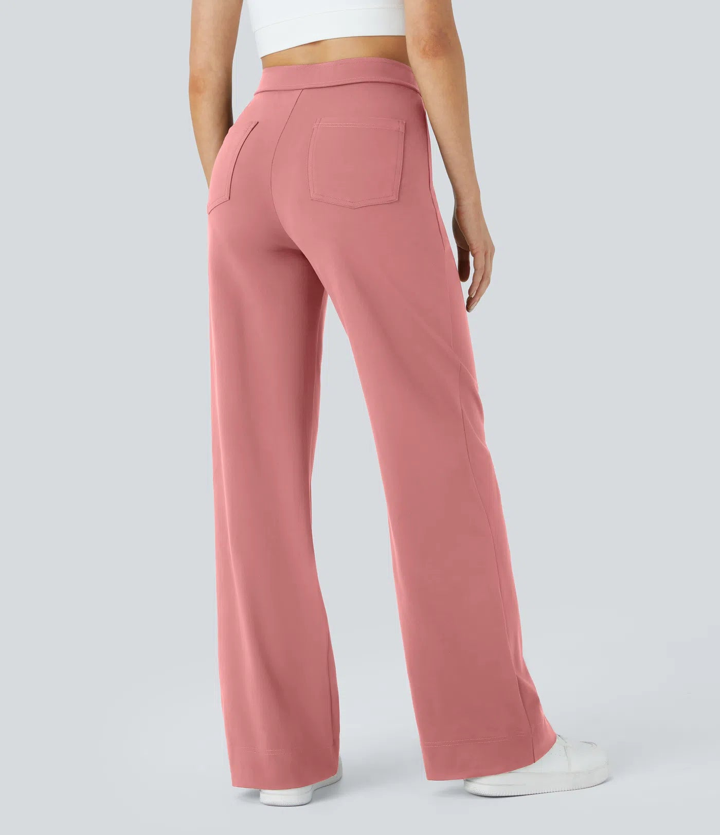 Aurella Flex™ Lässige Stoffhose mit hohem Bund und mehreren Taschen und geradem Bein