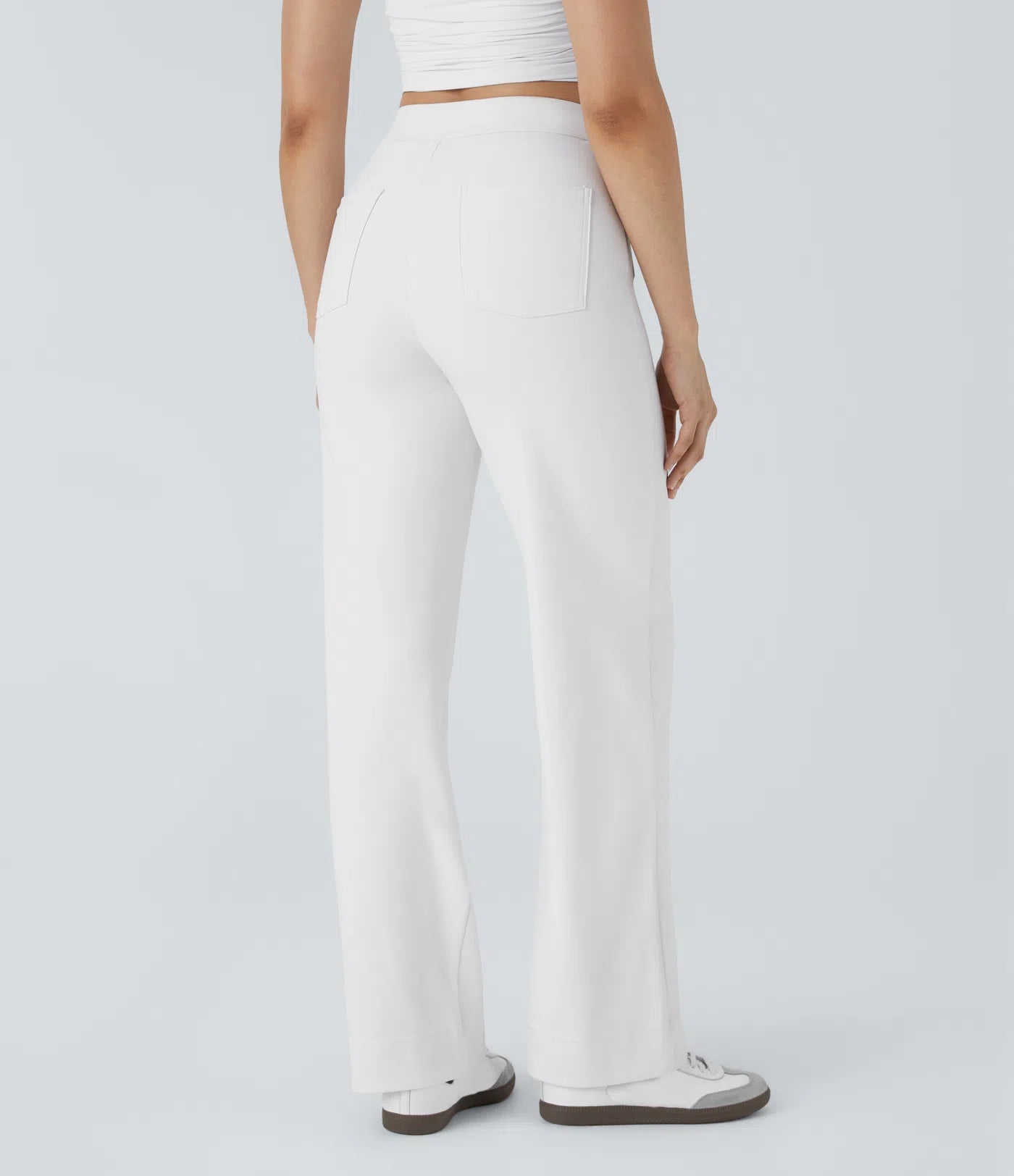 Aurella Flex™ Lässige Stoffhose mit hohem Bund und mehreren Taschen und geradem Bein