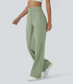 Aurella Flex™ Lässige Stoffhose mit hohem Bund und mehreren Taschen und geradem Bein