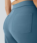 Aurella Flex™ Lässige Stoffhose mit hohem Bund und mehreren Taschen und geradem Bein