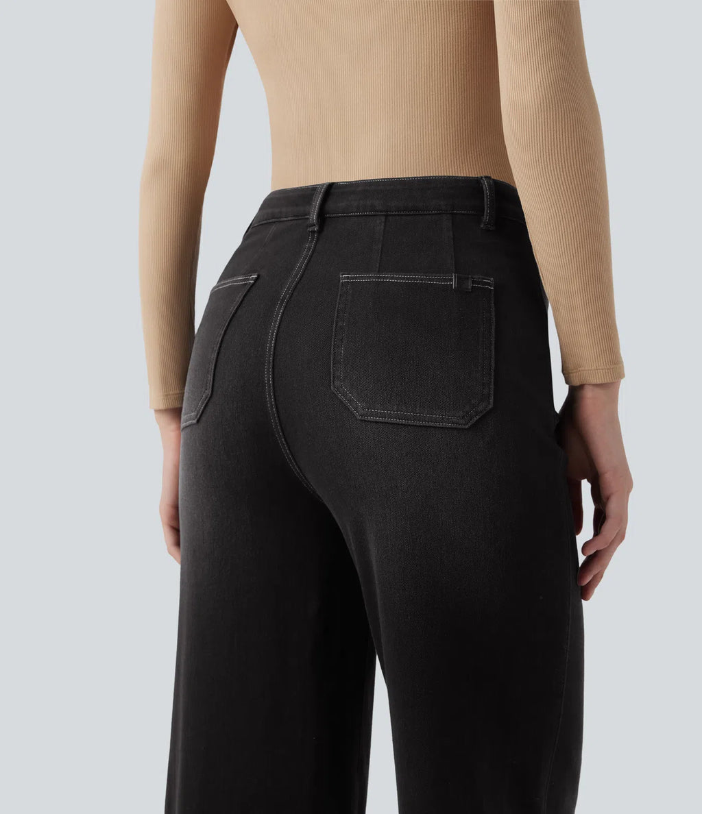 Aurella Flex™ Komfort-Jeans mit mittlerer Taille, Bauchkontrolle und Wide Leg