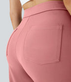 Aurella Flex™ Lässige Stoffhose mit hohem Bund und mehreren Taschen und geradem Bein