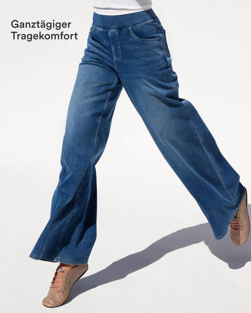 Aurella Flex™ Baggy Jeans aus gewaschenem Stretch-Denim mit hohem Bund und weitem Bein