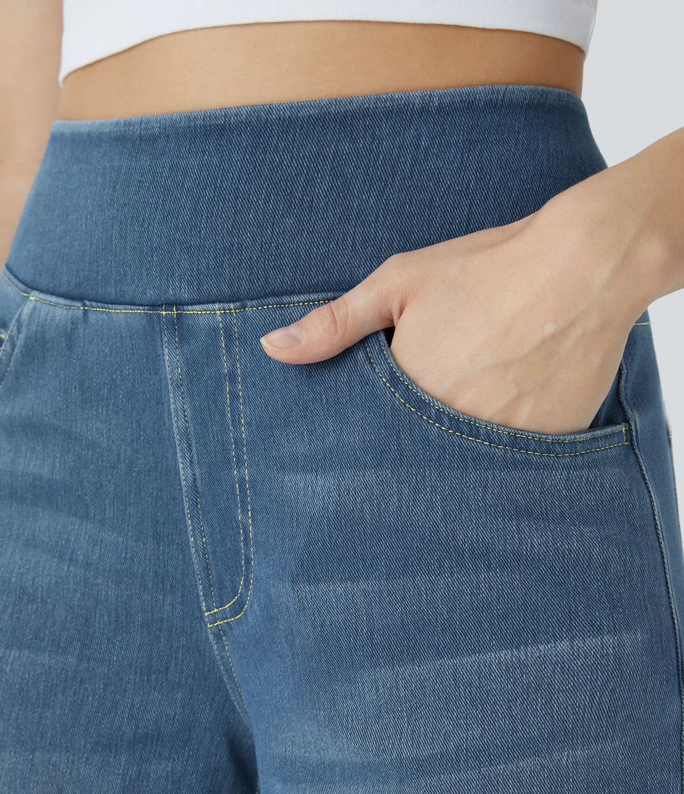Aurella Flex™ Baggy Jeans aus gewaschenem Stretch-Denim mit hohem Bund und weitem Bein