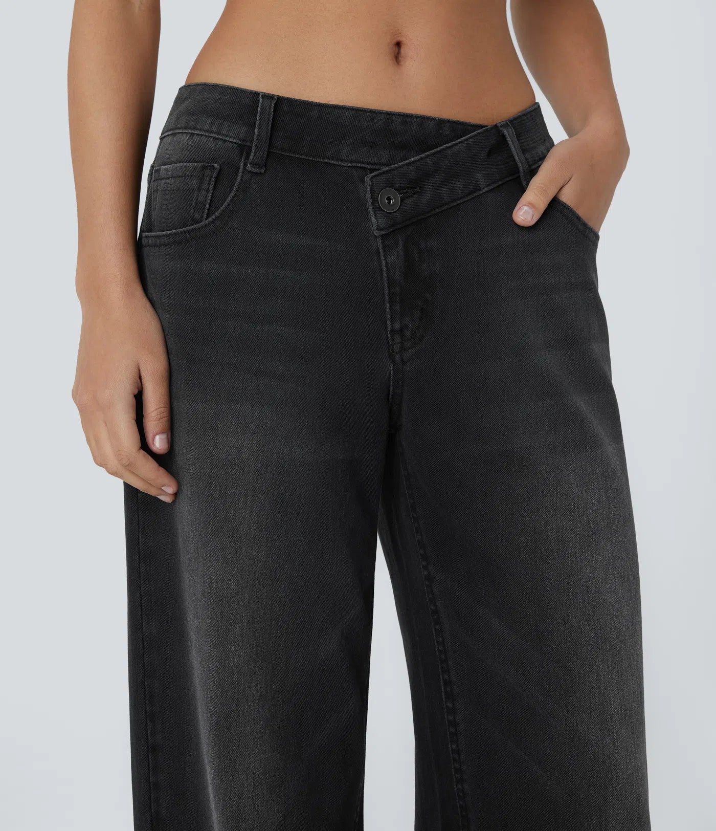 Aurella Flex™ Lässige Low-Waist Jeans mit Reißverschluss und mehreren Taschen