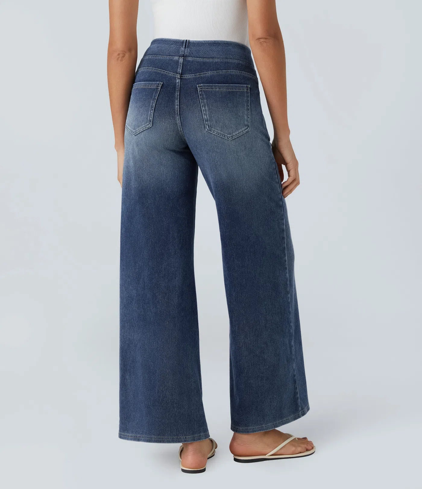Aurella Flex™ Baggy Jeans aus gewaschenem Stretch-Denim mit hohem Bund und weitem Bein