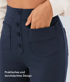 Aurella Flex™ Lässige Stoffhose mit hohem Bund und mehreren Taschen und geradem Bein