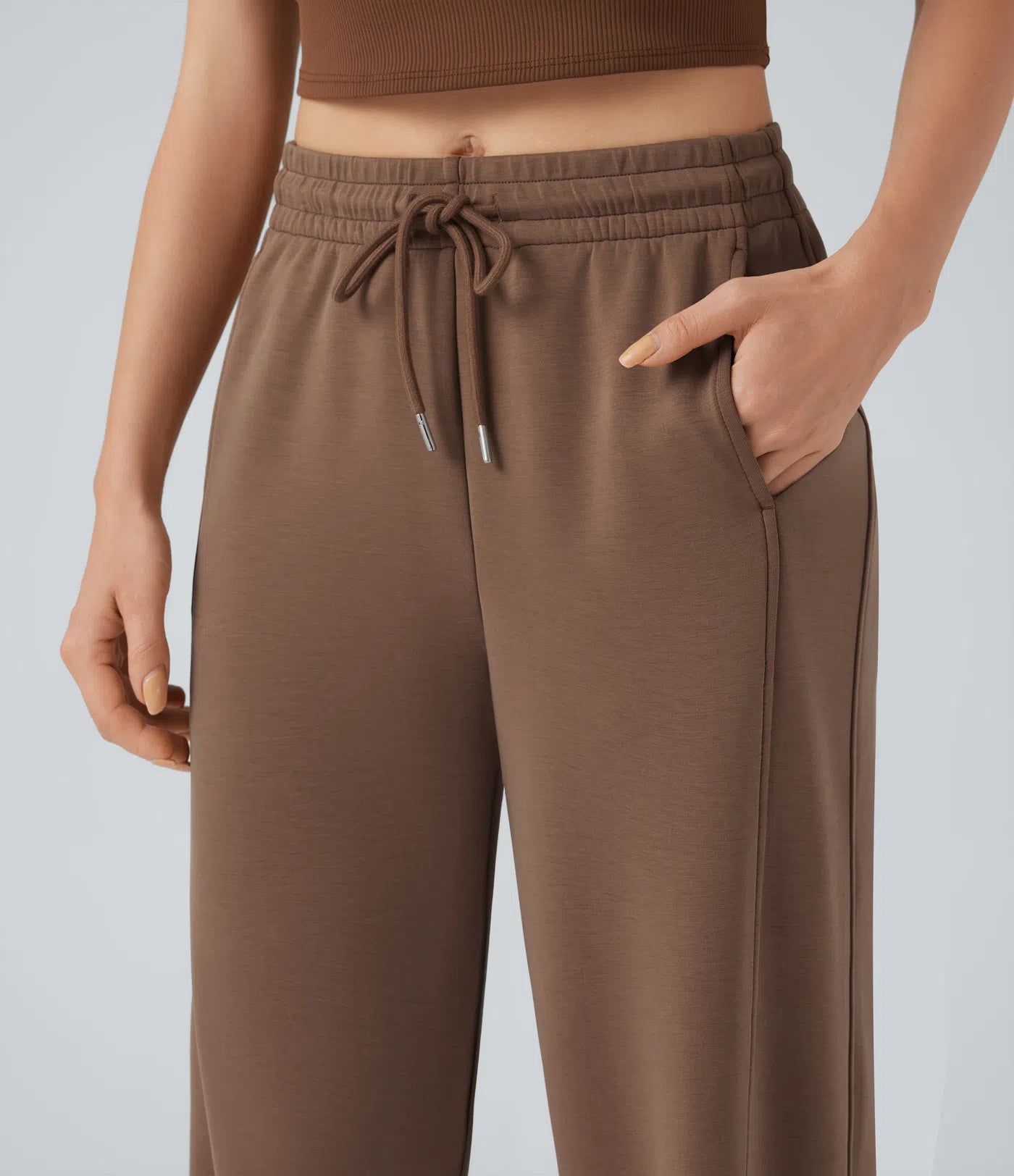 Aurella Ease™ – Lässige Hose mit mittelhohem Bund, Seitentaschen, Kordelzug und geradem Bein