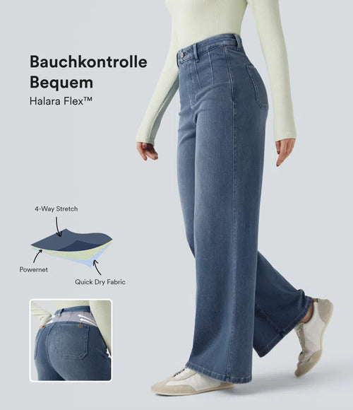 Aurella Flex™ Komfort-Jeans mit mittlerer Taille, Bauchkontrolle und Wide Leg