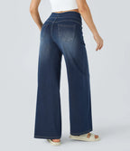 Aurella Flex™ Baggy Jeans aus gewaschenem Stretch-Denim mit hohem Bund und weitem Bein