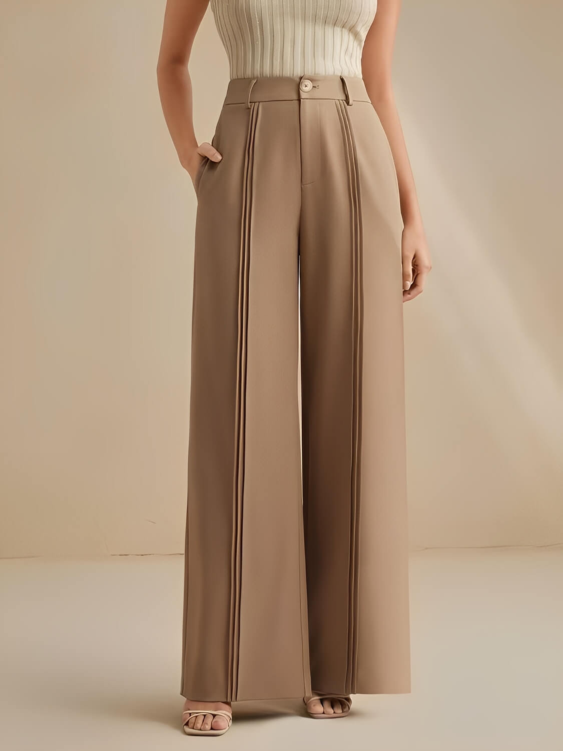 Aurella Jade™ Pantalon aus hochwertiger Schneiderware mit hohem Bund und weitem Bein
