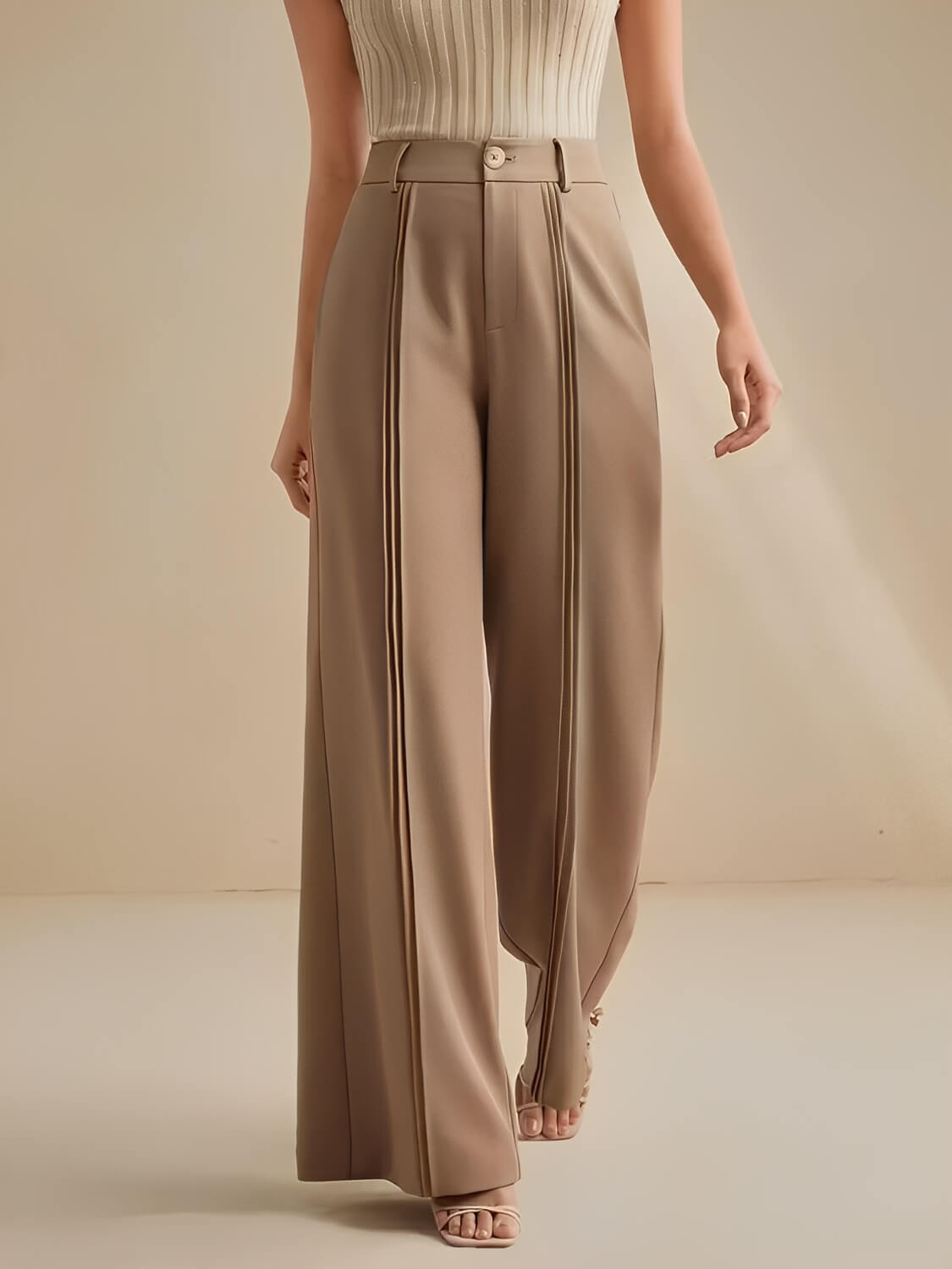 Aurella Jade™ Pantalon aus hochwertiger Schneiderware mit hohem Bund und weitem Bein
