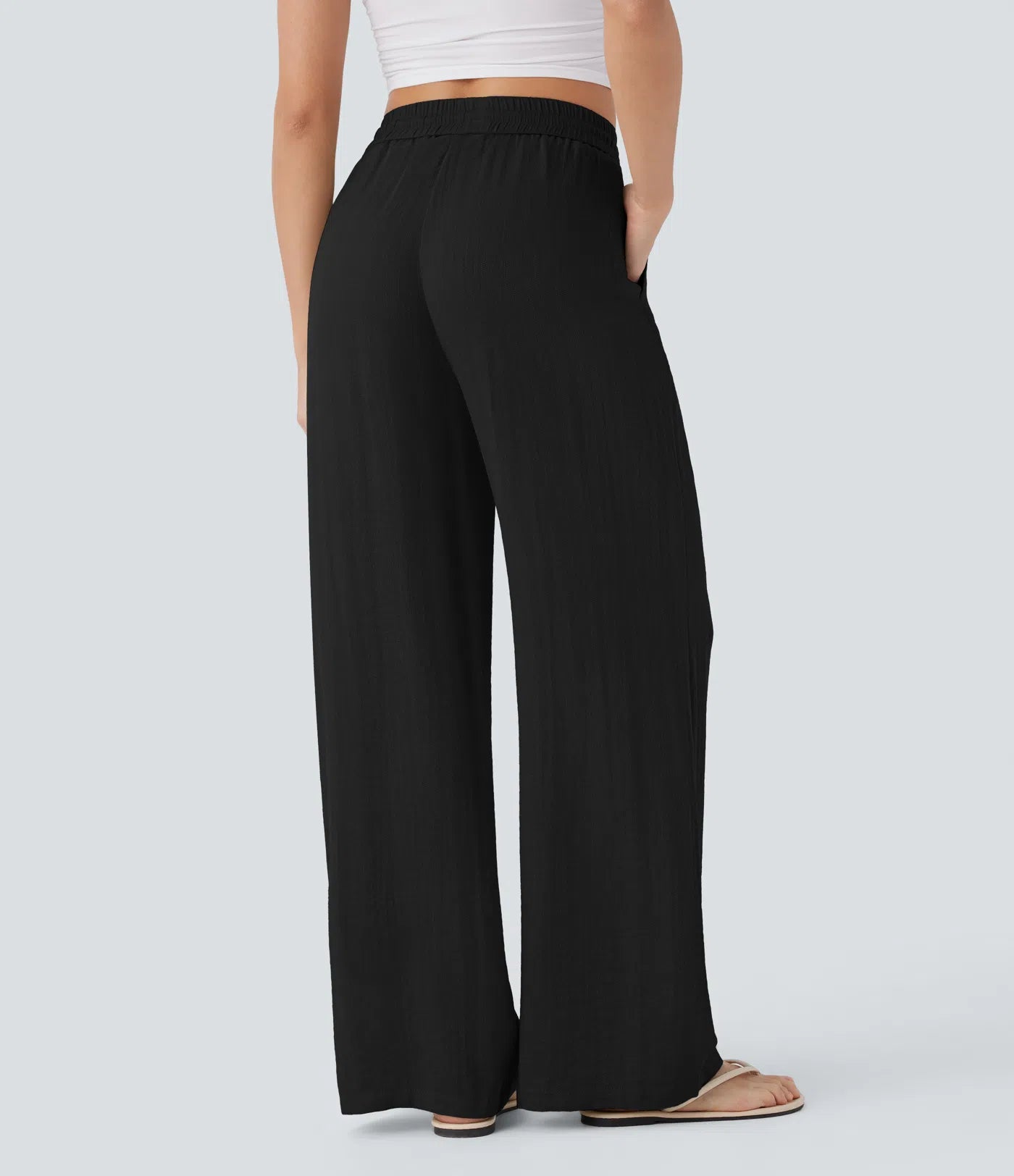 Aurella Flex™ Lässige Stoffhose mit Leinenoptik, hohem Bund und weitem Bein