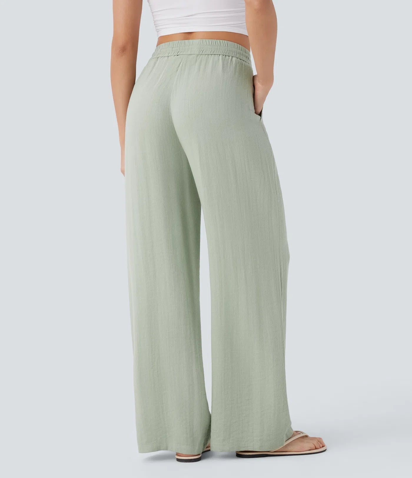 Aurella Flex™ Lässige Stoffhose mit Leinenoptik, hohem Bund und weitem Bein
