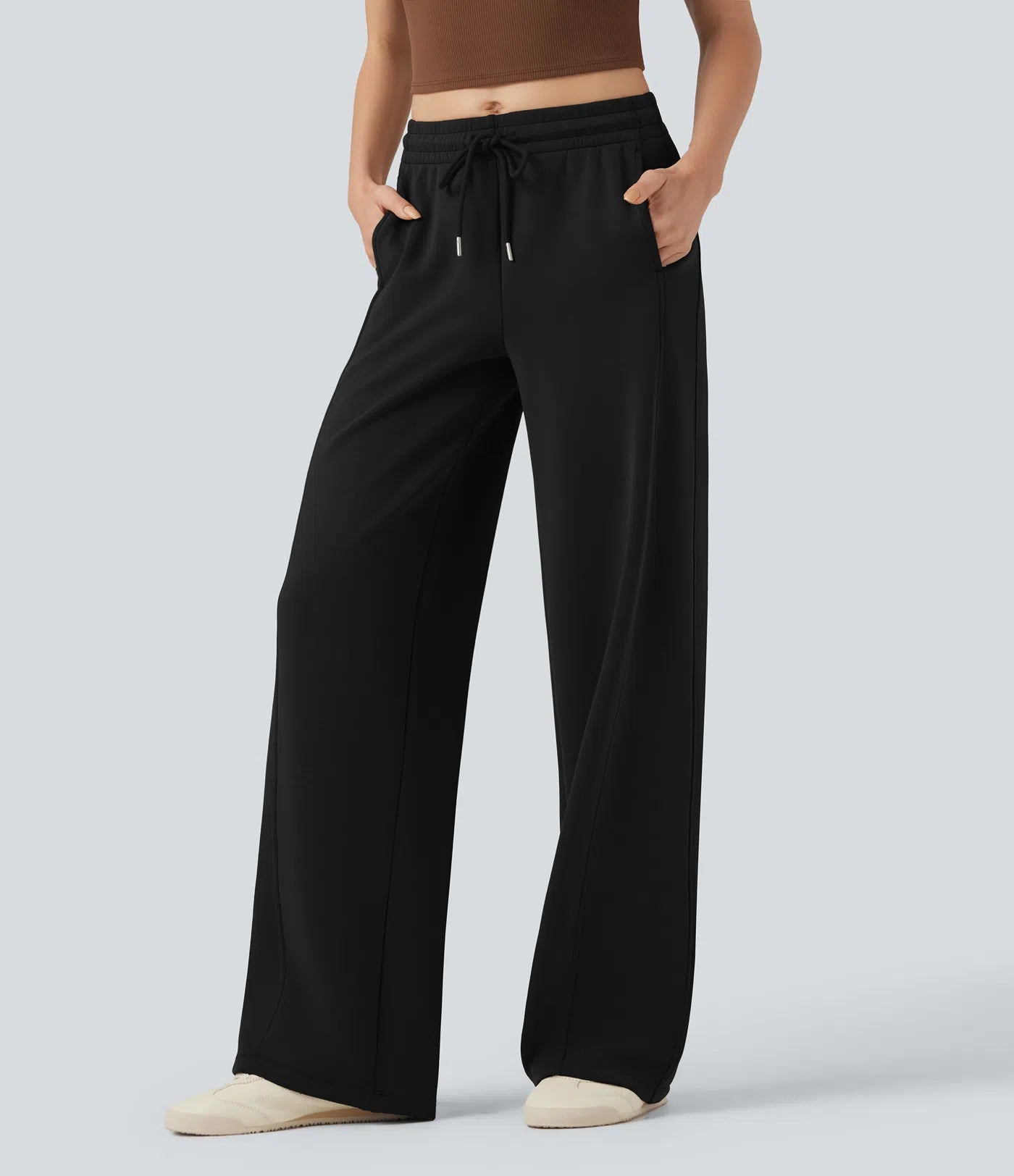 Aurella Ease™ – Lässige Hose mit mittelhohem Bund, Seitentaschen, Kordelzug und geradem Bein
