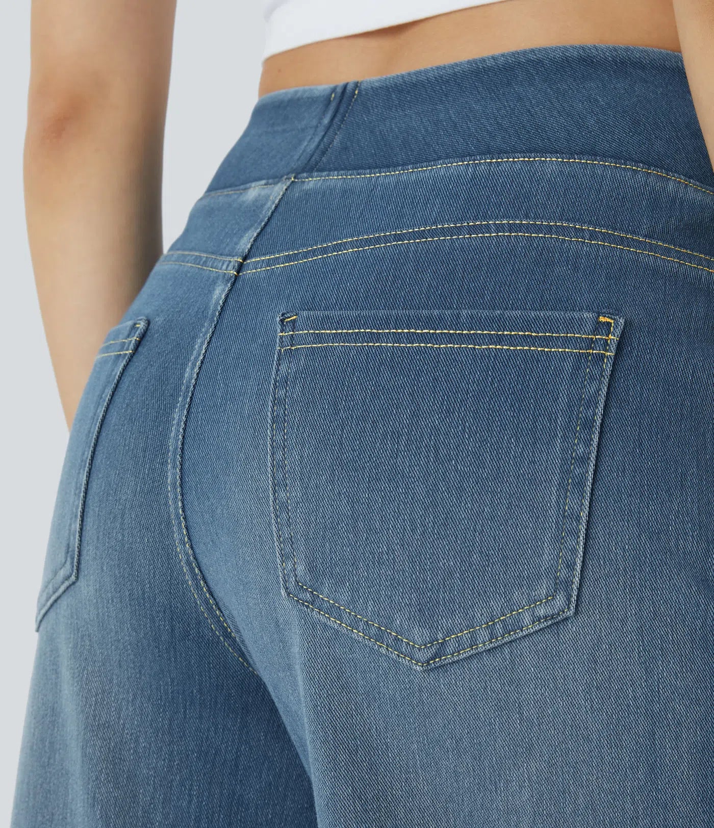 Aurella Flex™ Baggy Jeans aus gewaschenem Stretch-Denim mit hohem Bund und weitem Bein