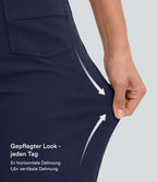 Aurella Flex™ Lässige Stoffhose mit hohem Bund und mehreren Taschen und geradem Bein
