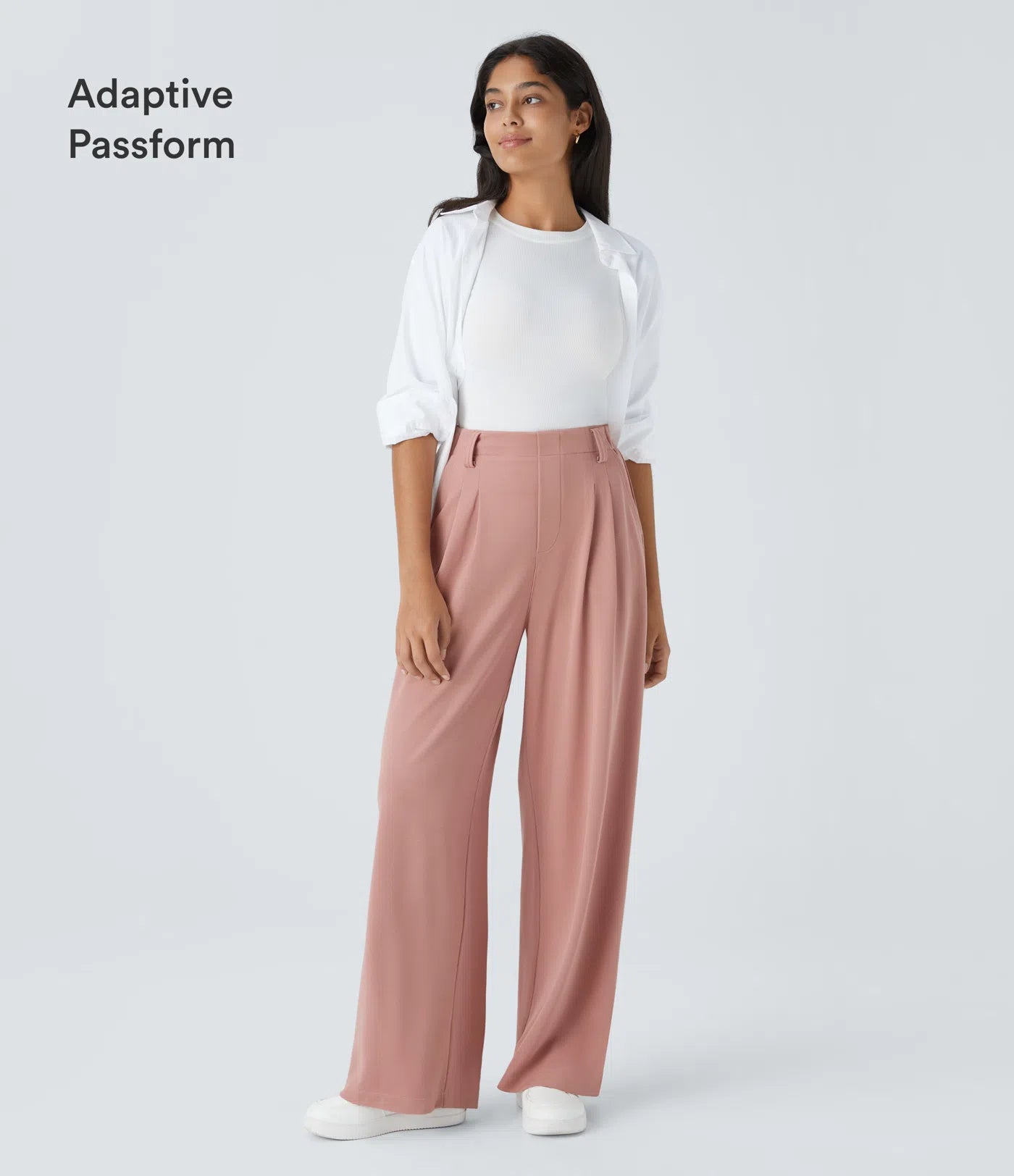 Aurella Flex™ Elastische High-Waist Stoffhose mit Seitentaschen und geradem Schnitt