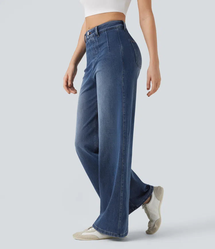 Aurella Flex™ Komfort-Jeans mit mittlerer Taille, Bauchkontrolle und Wide Leg