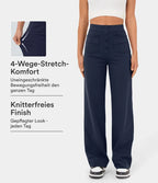Aurella Flex™ Lässige Stoffhose mit hohem Bund und mehreren Taschen und geradem Bein