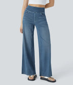 Aurella Flex™ Baggy Jeans aus gewaschenem Stretch-Denim mit hohem Bund und weitem Bein