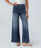 Aurella Flex™ Baggy Jeans aus gewaschenem Stretch-Denim mit hohem Bund und weitem Bein