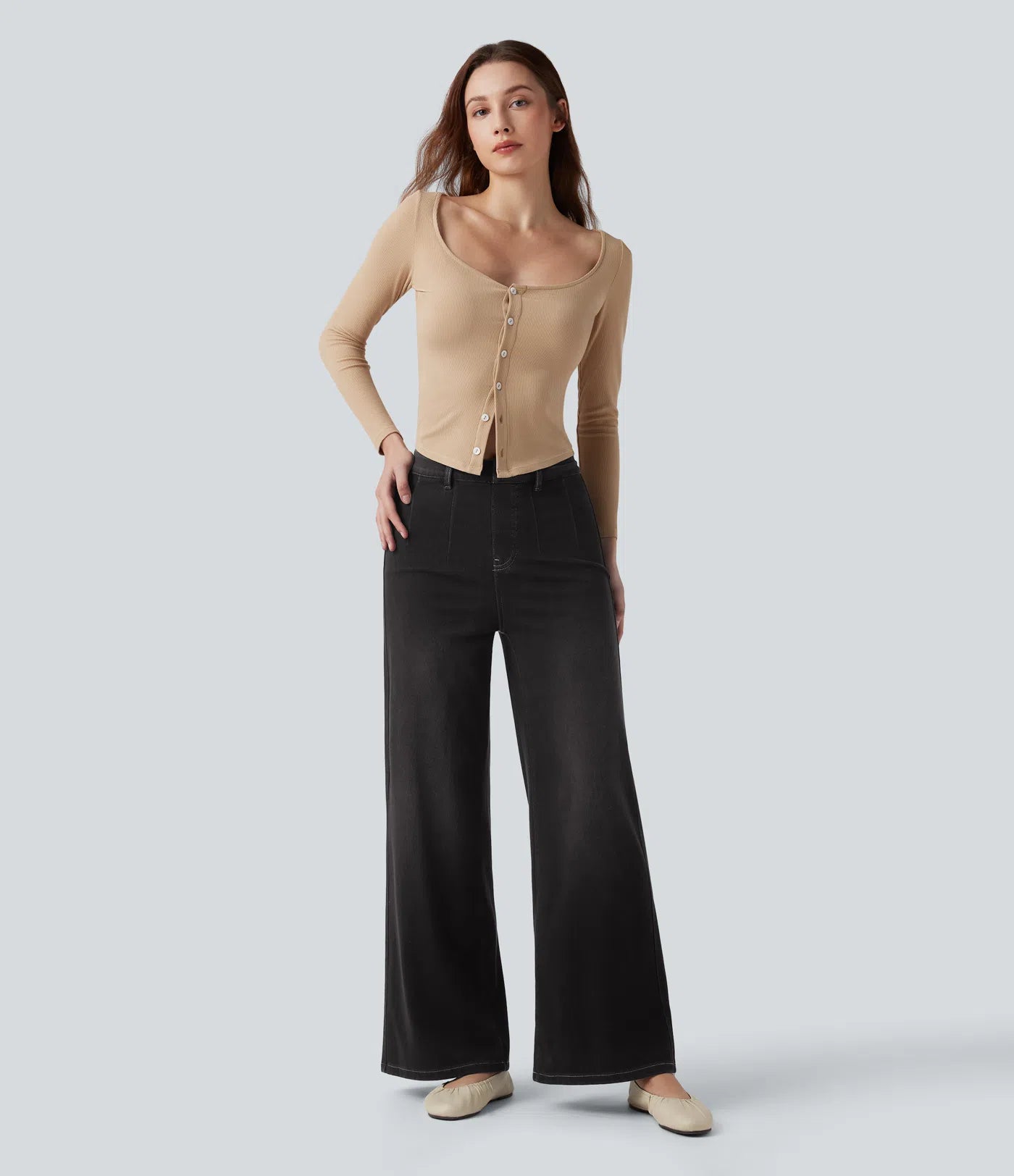 Aurella Flex™ Komfort-Jeans mit mittlerer Taille, Bauchkontrolle und Wide Leg