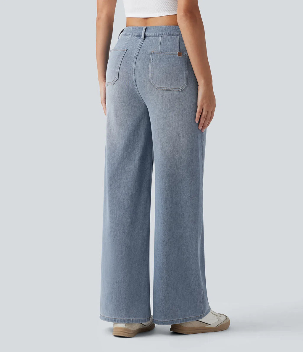 Aurella Flex™ Komfort-Jeans mit mittlerer Taille, Bauchkontrolle und Wide Leg