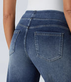 Aurella Flex™ Baggy Jeans aus gewaschenem Stretch-Denim mit hohem Bund und weitem Bein