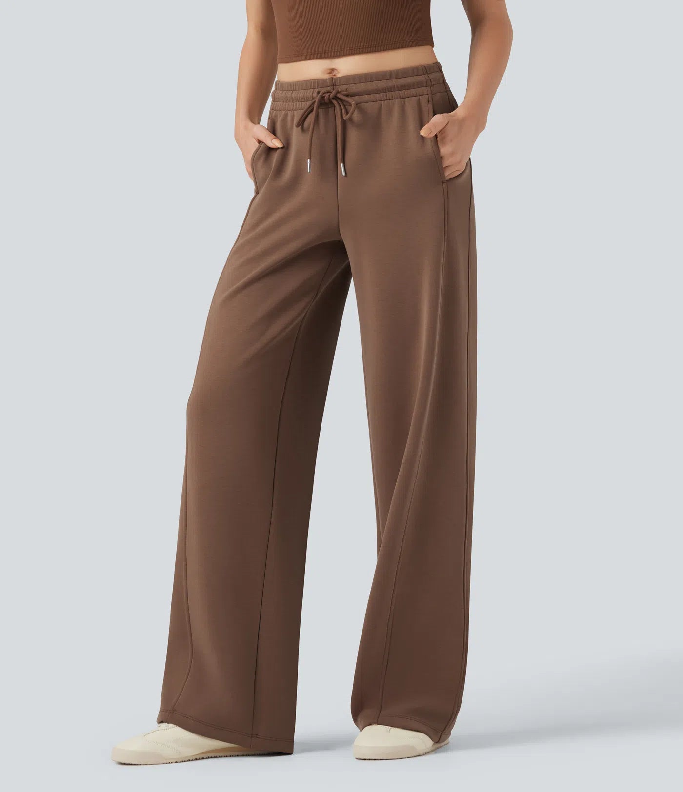 Aurella Ease™ – Lässige Hose mit mittelhohem Bund, Seitentaschen, Kordelzug und geradem Bein