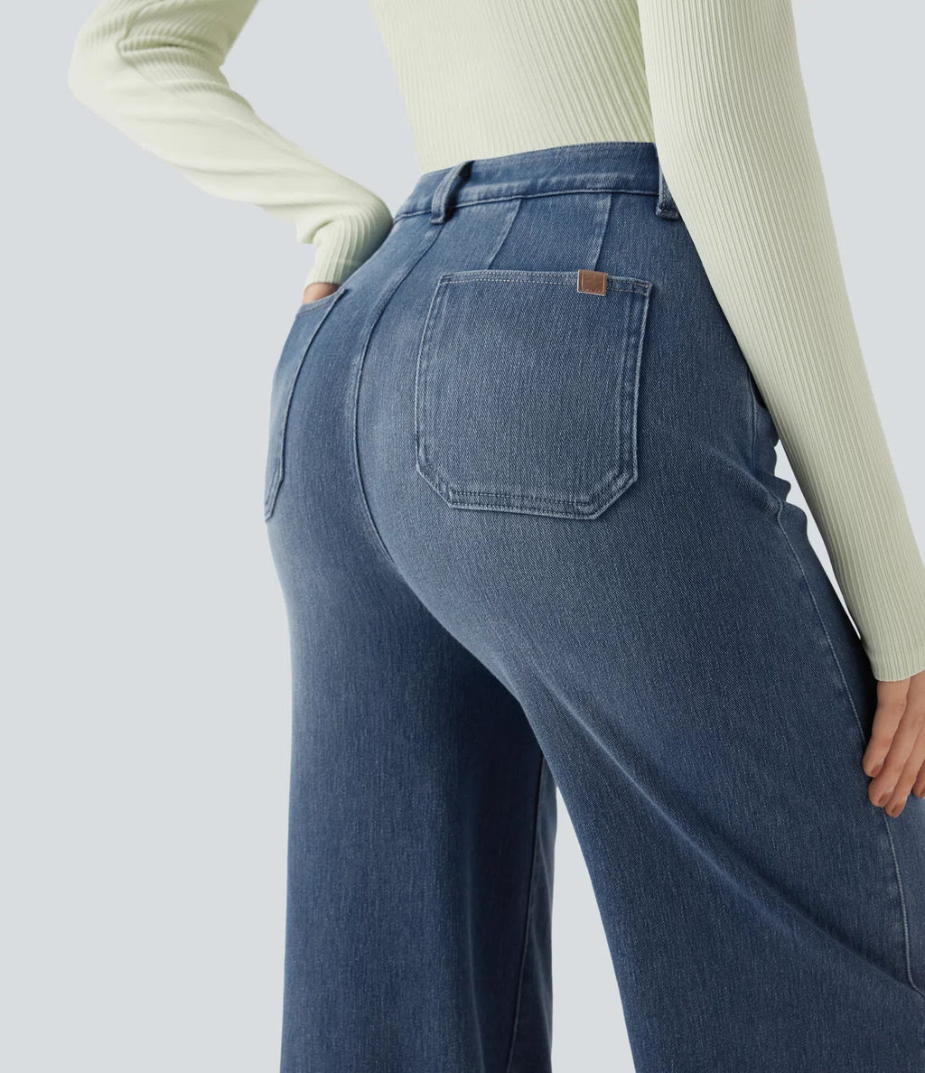 Aurella Flex™ Komfort-Jeans mit mittlerer Taille, Bauchkontrolle und Wide Leg