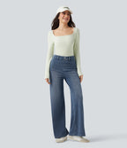 Aurella Flex™ Komfort-Jeans mit mittlerer Taille, Bauchkontrolle und Wide Leg