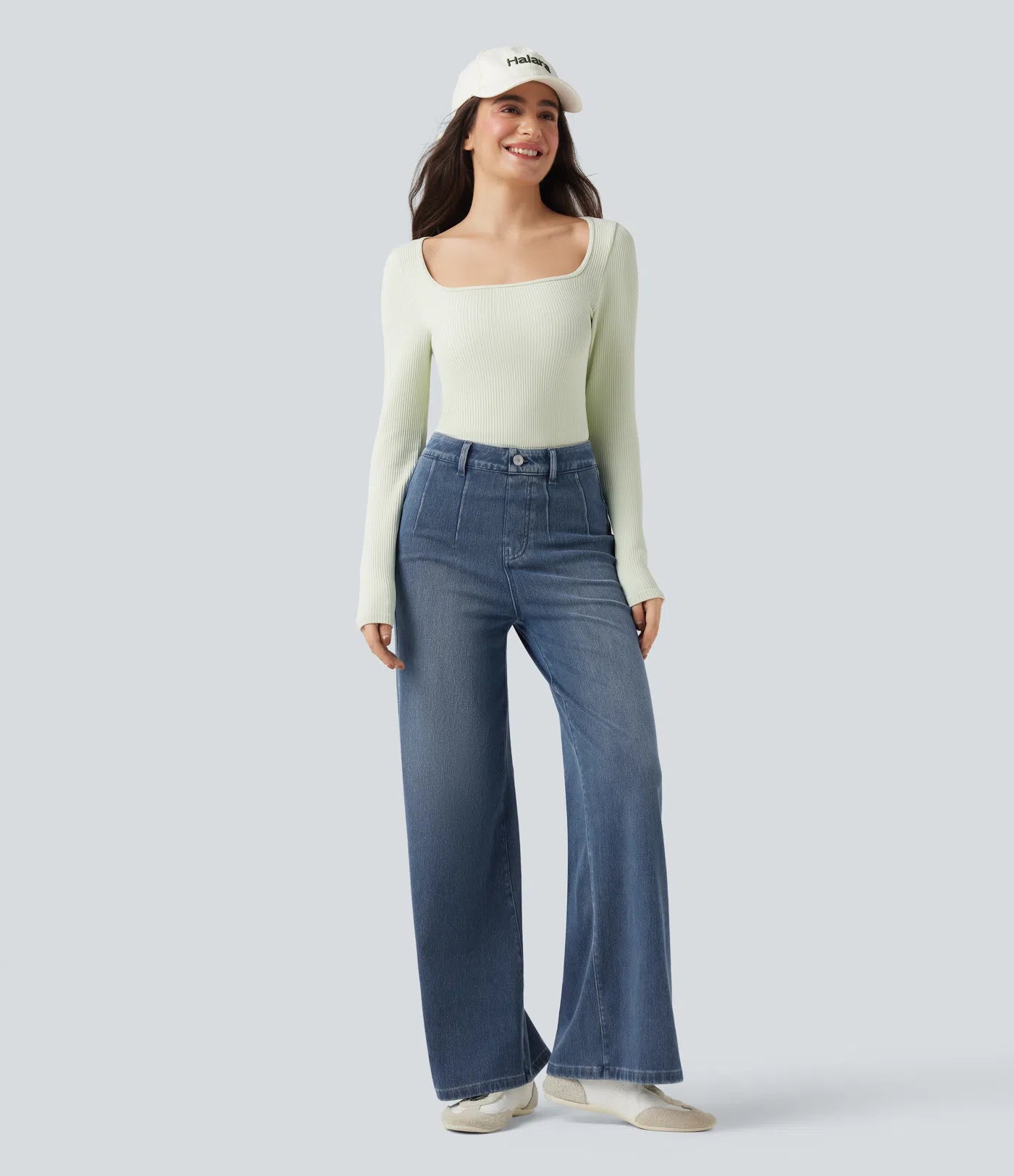 Aurella Flex™ Komfort-Jeans mit mittlerer Taille, Bauchkontrolle und Wide Leg