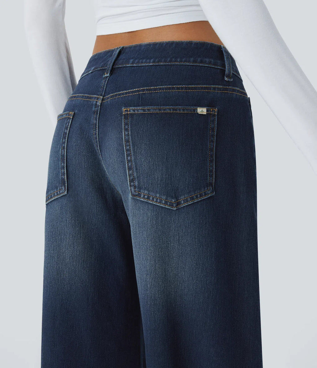 Aurella Flex™ Lässige Low-Waist Jeans mit Reißverschluss und mehreren Taschen
