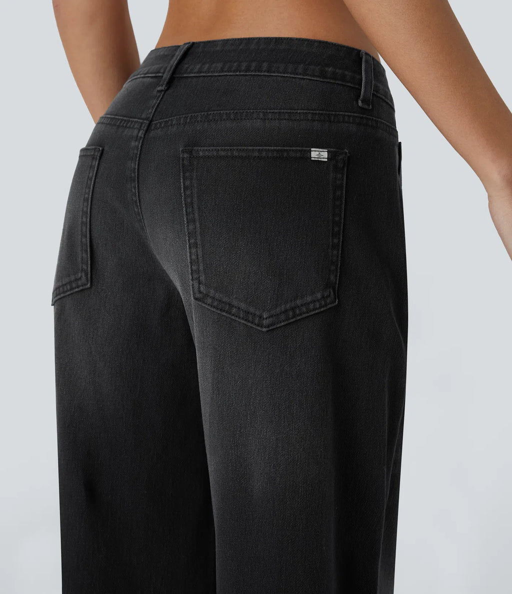 Aurella Flex™ Lässige Low-Waist Jeans mit Reißverschluss und mehreren Taschen