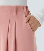 Aurella Flex™ Elastische High-Waist Stoffhose mit Seitentaschen und geradem Schnitt