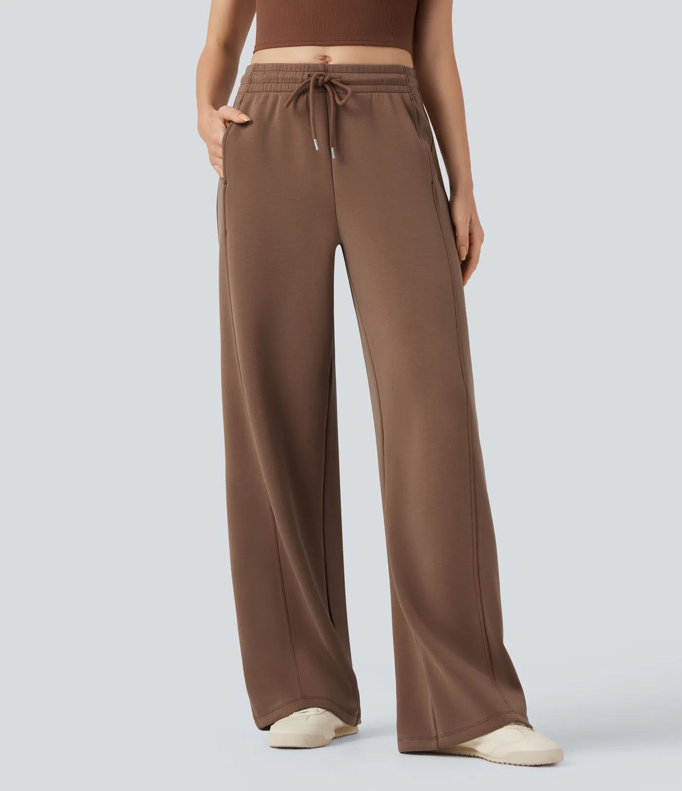 Aurella Ease™ – Lässige Hose mit mittelhohem Bund, Seitentaschen, Kordelzug und geradem Bein