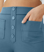 Aurella Flex™ Lässige Stoffhose mit hohem Bund und mehreren Taschen und geradem Bein