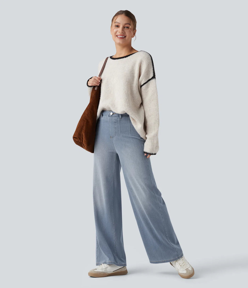 Aurella Flex™ Komfort-Jeans mit mittlerer Taille, Bauchkontrolle und Wide Leg