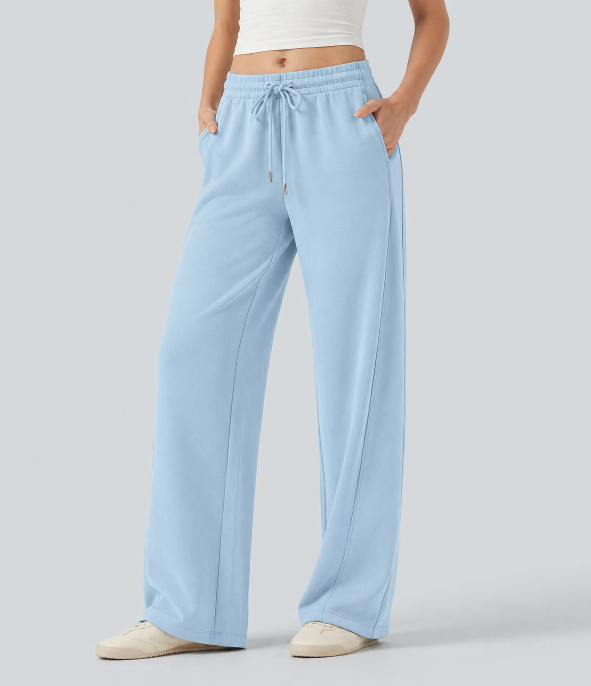 Aurella Ease™ – Lässige Hose mit mittelhohem Bund, Seitentaschen, Kordelzug und geradem Bein