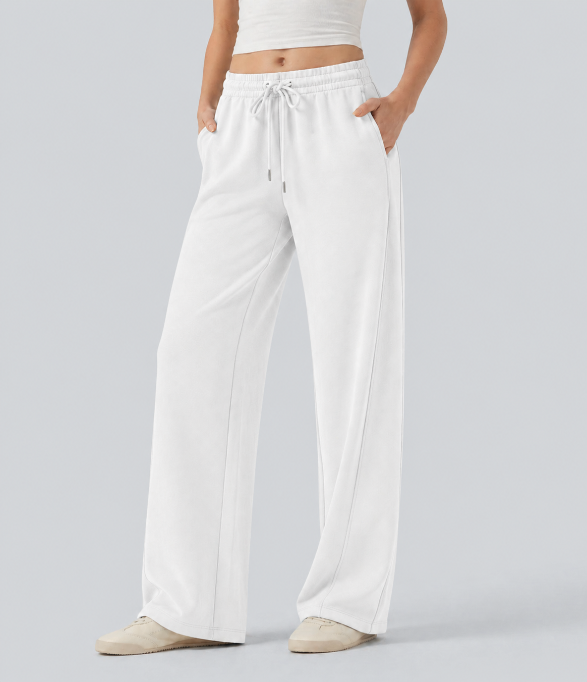 Aurella Ease™ – Lässige Hose mit mittelhohem Bund, Seitentaschen, Kordelzug und geradem Bein
