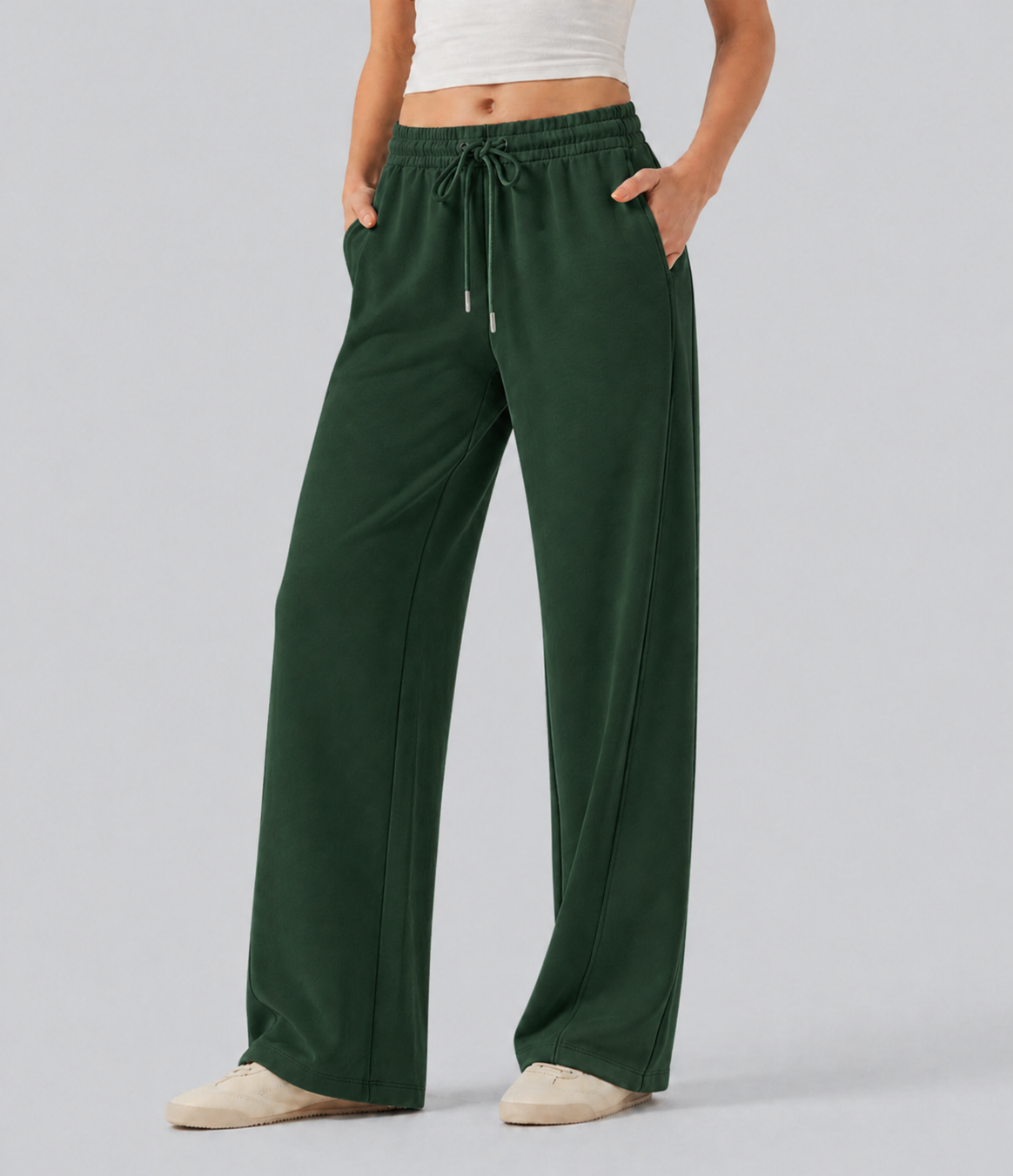 Aurella Ease™ – Lässige Hose mit mittelhohem Bund, Seitentaschen, Kordelzug und geradem Bein