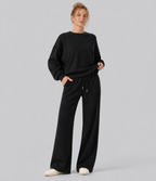 Aurella Ease™ – Lässige Hose mit mittelhohem Bund, Seitentaschen, Kordelzug und geradem Bein
