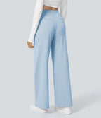 Aurella Flex™ Dehnbare Stoffhose mit hohem Bund, Seitentaschen und geradem Bein